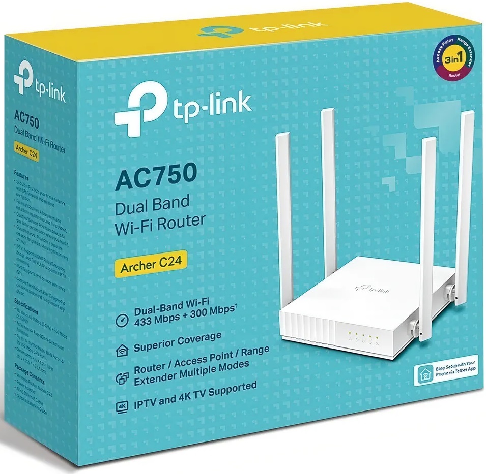 Router TP-Link Archer C24 AC750 Doble Banda Color Blanco