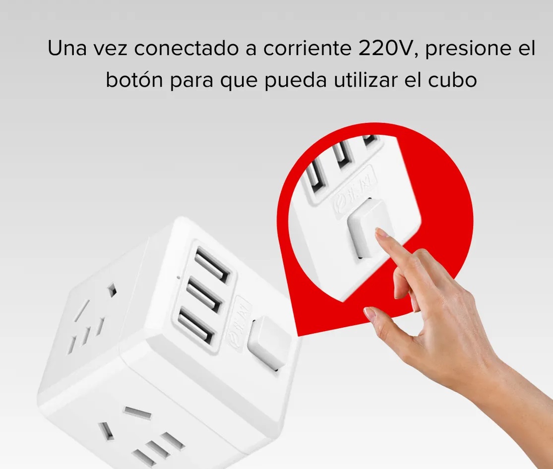 Enchufe Adaptador Cubo Universal 3 Tomas + 3 Usb - Image 4